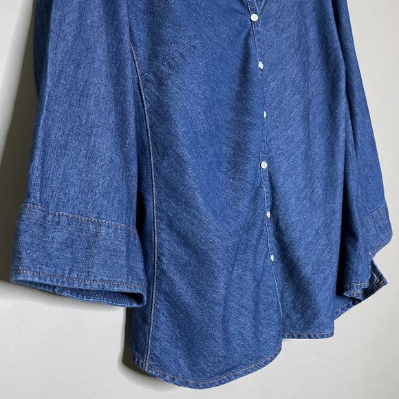 Faded Glory Blue Shirt‎ Snaps Size 18W/20W - Picture 6 of 12